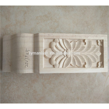 Madeira Esculpida artesanato Unpainted Móveis Home Decor orthogon forma applique